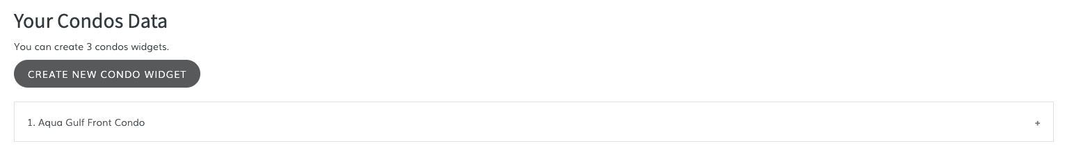 Created widget in Condos widget dashboard