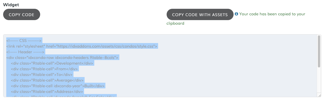Copy widget with assets