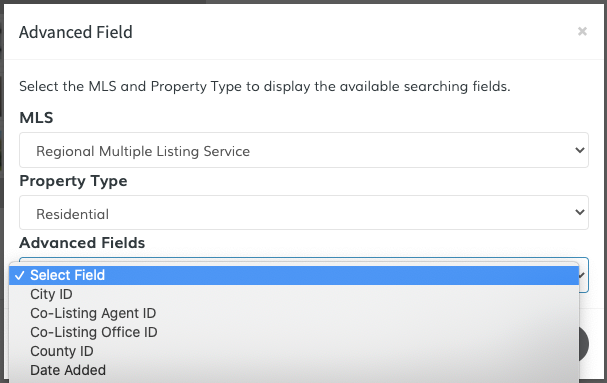 Available advanced fields