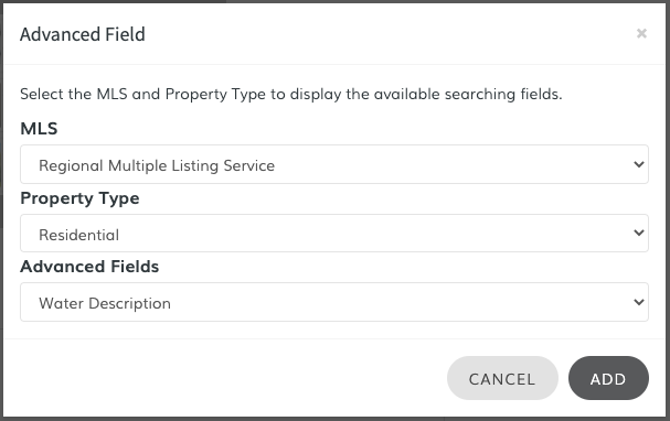 Advanced field selected