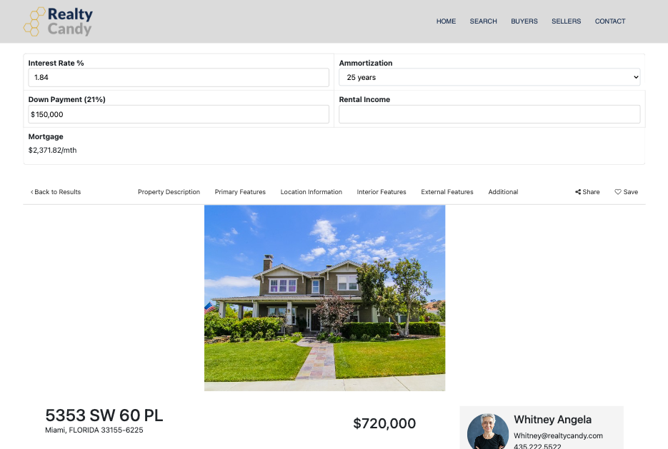 Mortgage calculator on IDX Detail page