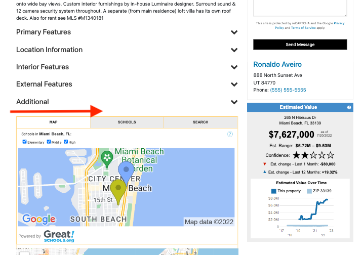 Additional section on IDX Miami Detail template