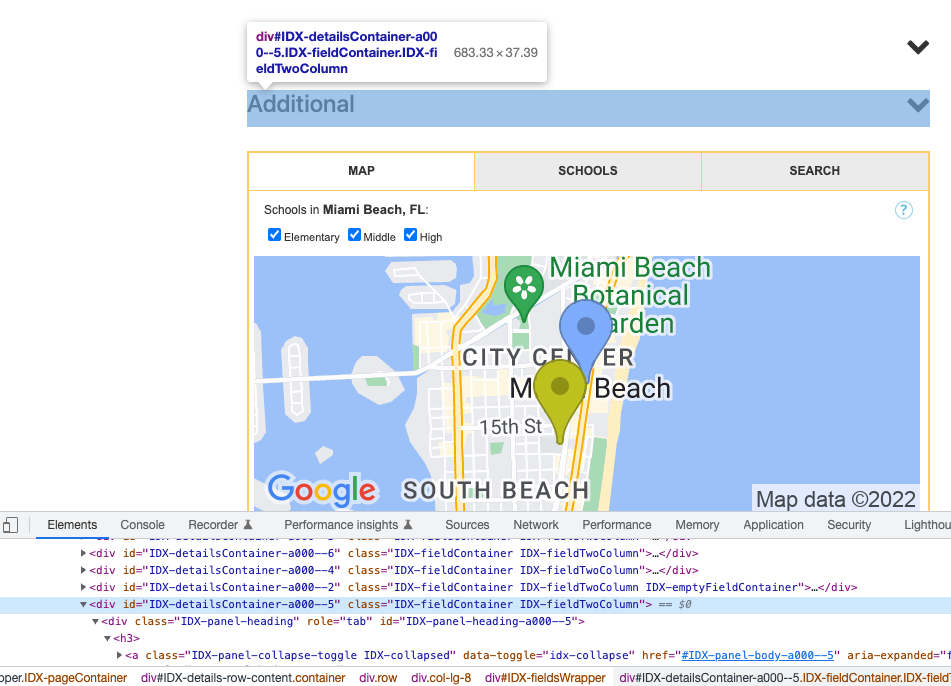 Additional section on IDX Miami Detail template