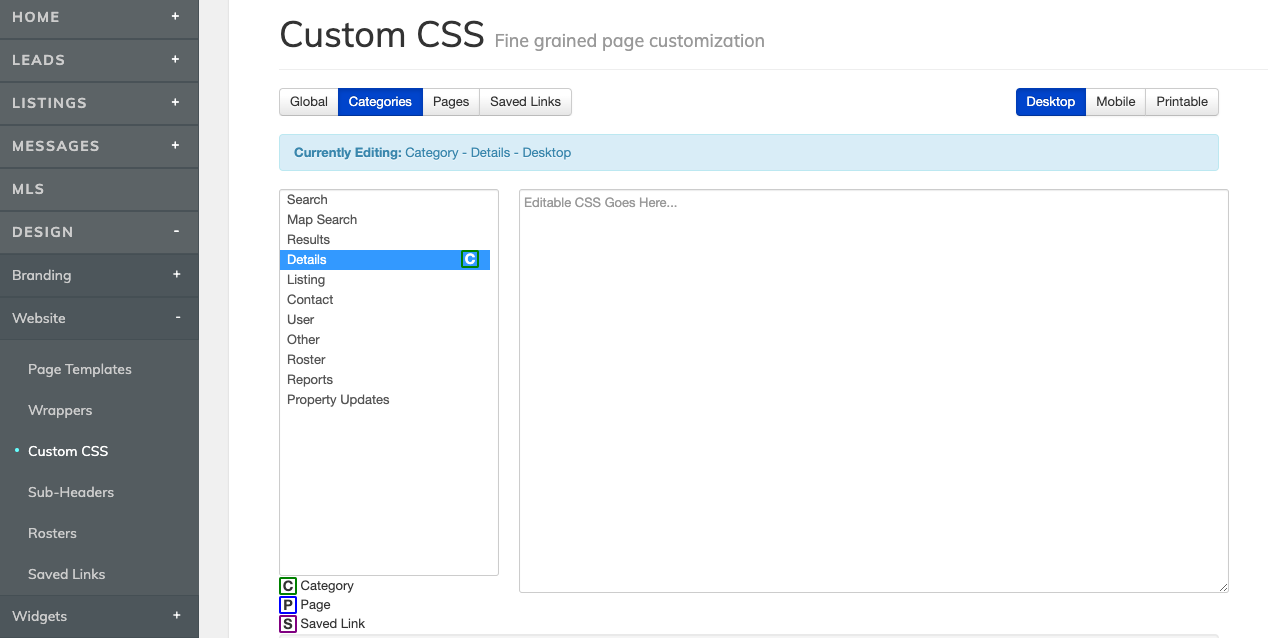 IDX Broker Custom CSS section