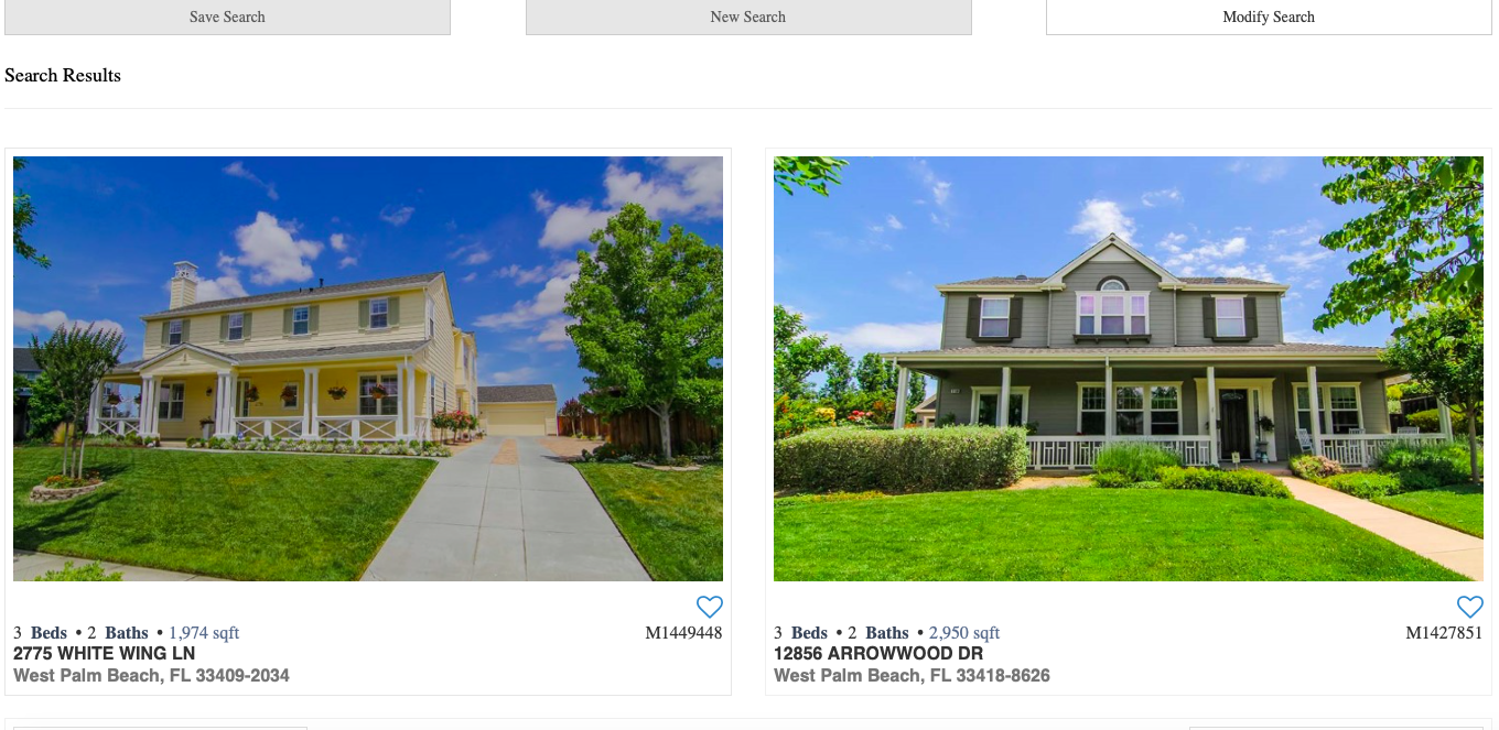 Results of the saved link