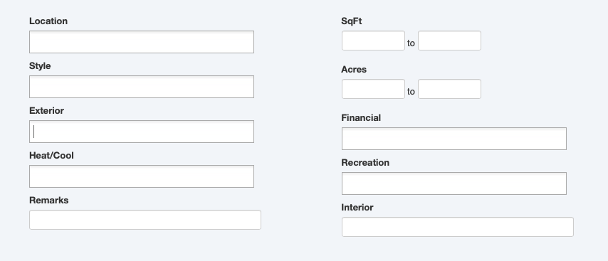 Optional search criteria form