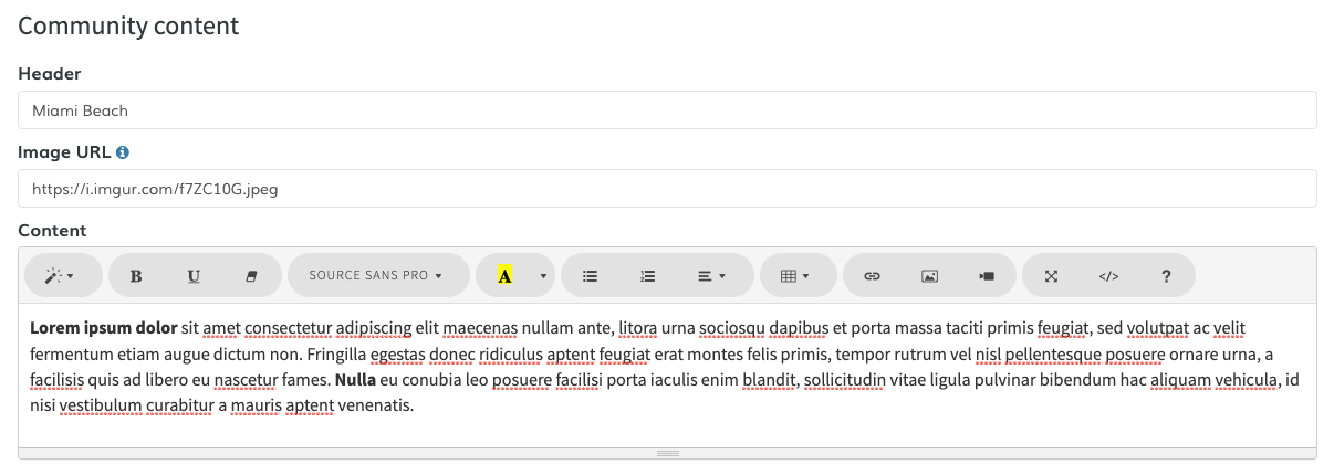 Content fields filled