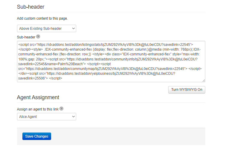 IDX broker subheader